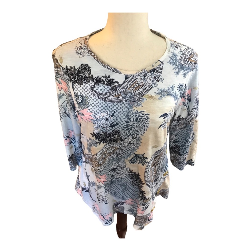 Chico’s Mixed Paisley Cotton Knit Top